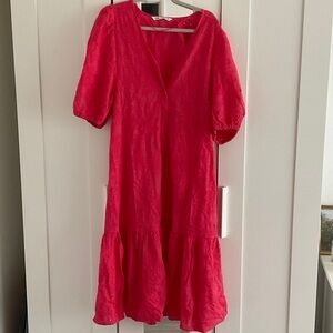 Vibrant Pink Puff Sleeve Dress
